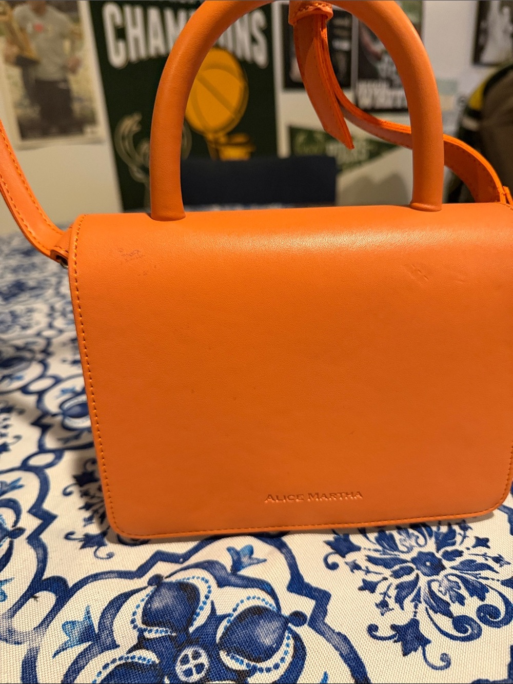 Alice Martha leather Orange Top-Handle Crossbody Bag
